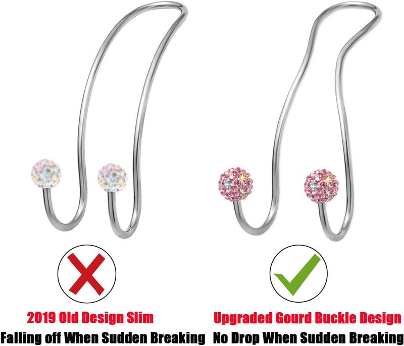 MTGOCHA Bling Purse Hook for Car Headrest, Upgraded Cute Car Seat Hooks for Bag Handbag, Durable Stainless Auto Purse Hanger Holder 2 Pack, Pink - Image 5